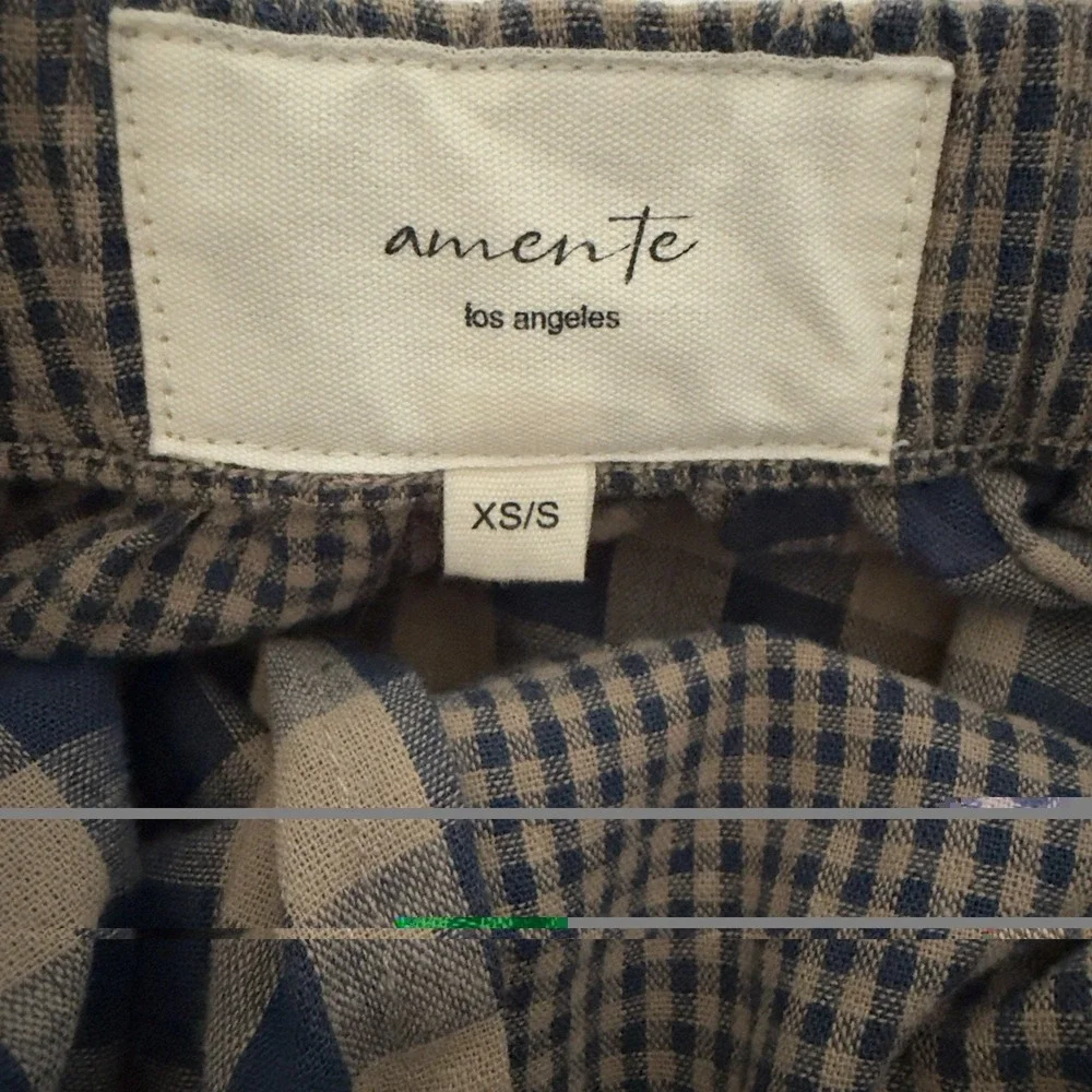 Amente LA Gingham Midi Skirt A-Line Preppy Cottagecore Elastic Waist Pockets - Picture 9 of 10